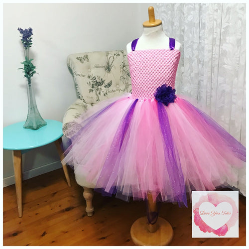 Multi pinks & purple glitter tutu dress