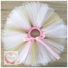 Load image into Gallery viewer, Baby pink and gold glitter short Tutu skirt