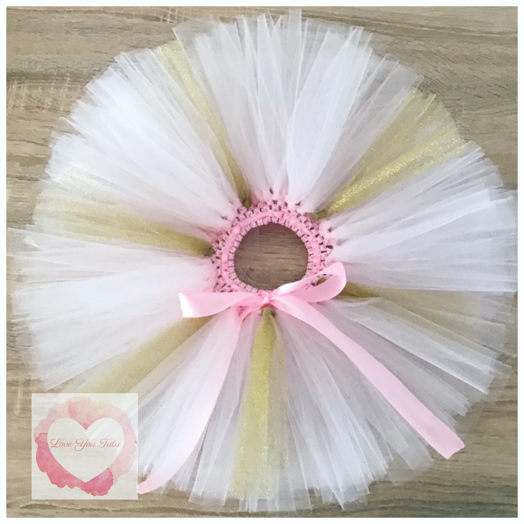 Baby pink and gold glitter short Tutu skirt