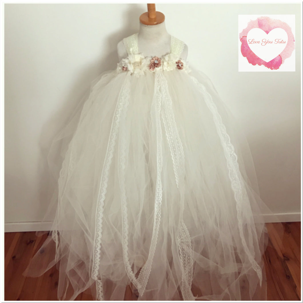 Full length tulle & lace tutu dress