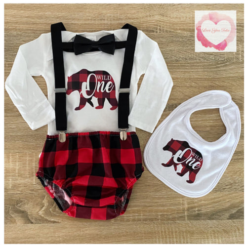 Plaid wild one 4 piece set