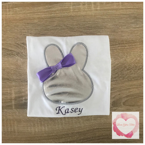 Embroidered silver bunny Easter design