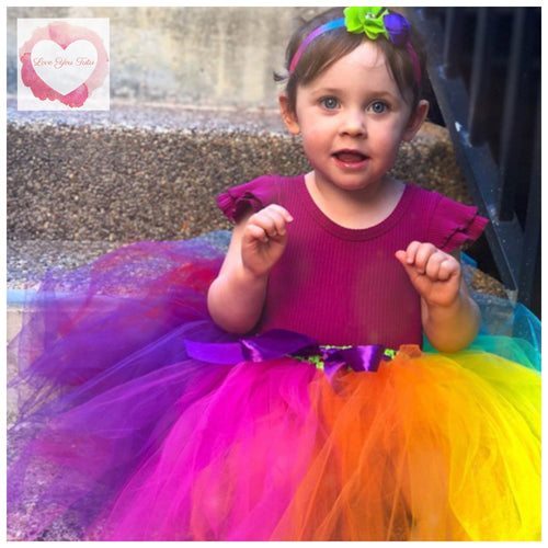 Rainbow colour block 3/4 length Tutu skirt