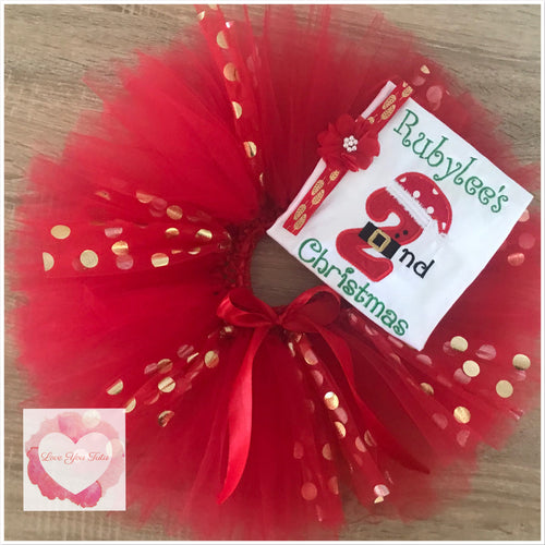 Embroidered 2nd Christmas tutu set