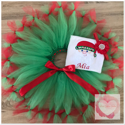 Embroidered Santa Petti tutu set