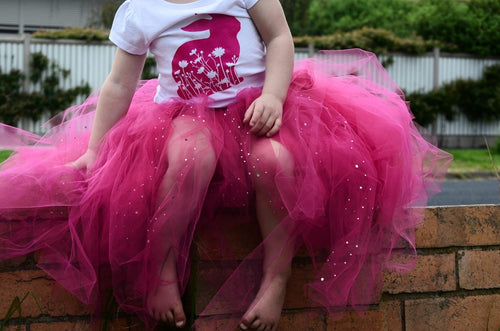 Fuchsia & sequin full length girls tutu skirt