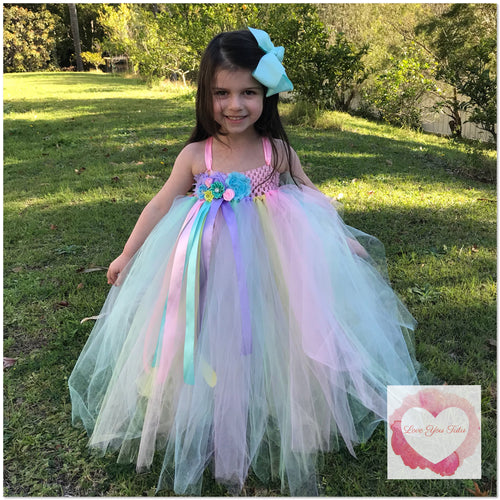 Pastel full length girls Tutu dress 1/4 bodice