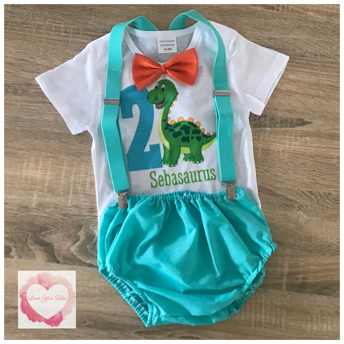 Green dinosaur printed 3 piece set