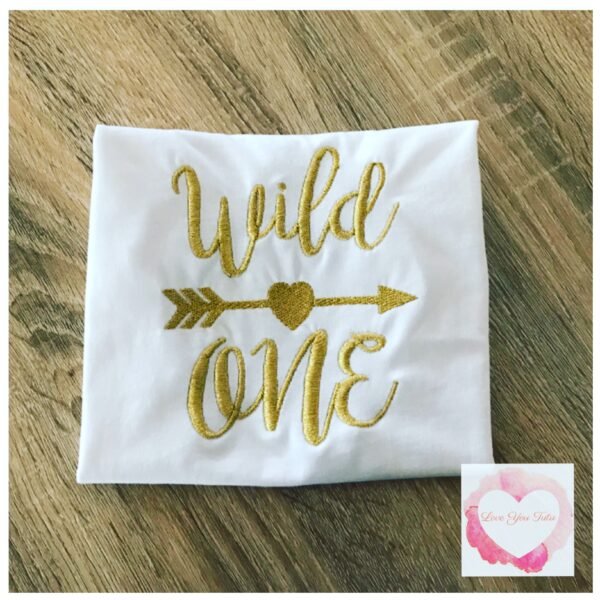 Embroidered wild one heart design