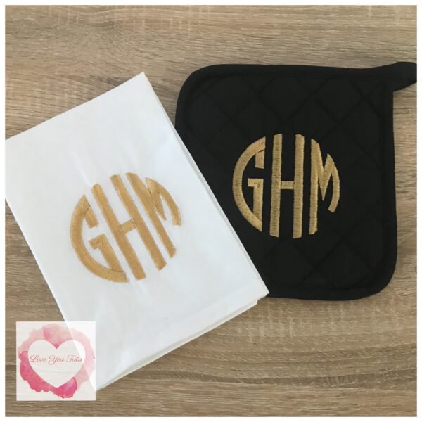 Embroidered Monogrammed kitchen set