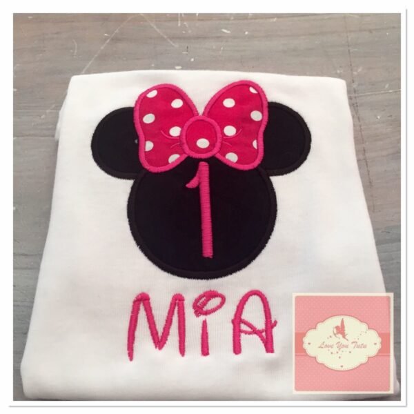 Embroidered Mouse-girl  head (pink) design - Image 2