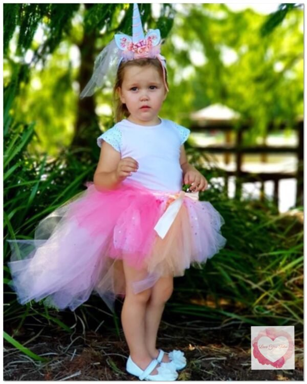 Pink unicorn high low Tutu skirt