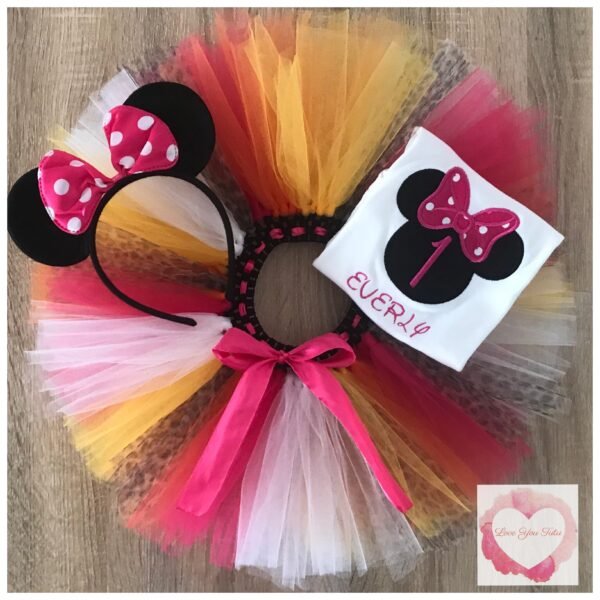 Embroidered Mouse-girl leopard tutu set