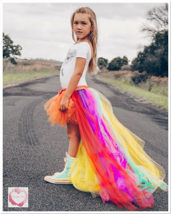 Rainbow train high low Tutu skirt