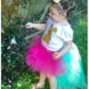 Fuchsia & dark mint high low Tutu skirt