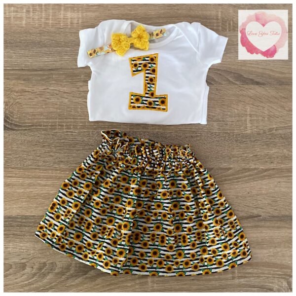 Sunflower 1st birthday set size 0- ready to ship