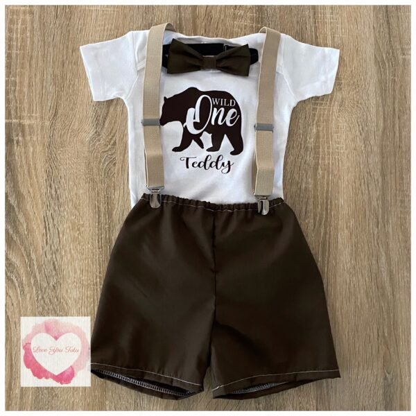 Bear 🐻wild onebirthday shorts 3 piece set