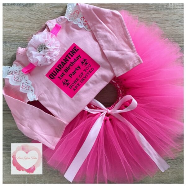 Pink 1st birthday tutu set size 0 for Marilou