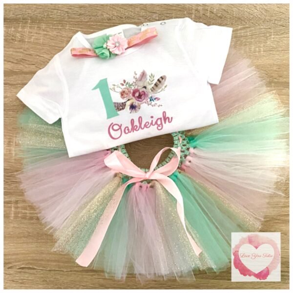 Boho printed personalised tutu set - Image 2