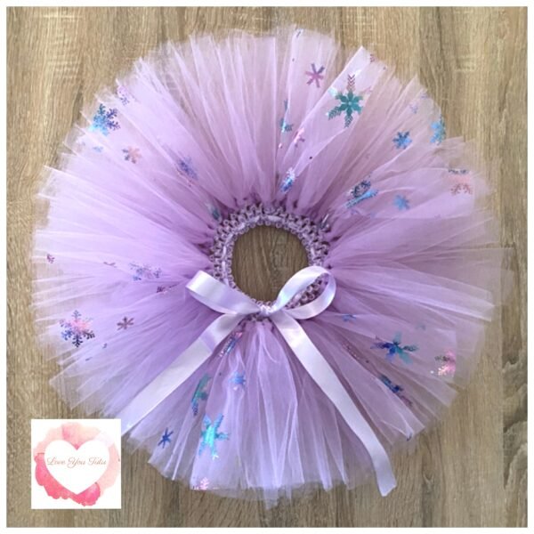 Metallic snowflake & lilac short tutu 1-5 years -ready to ship