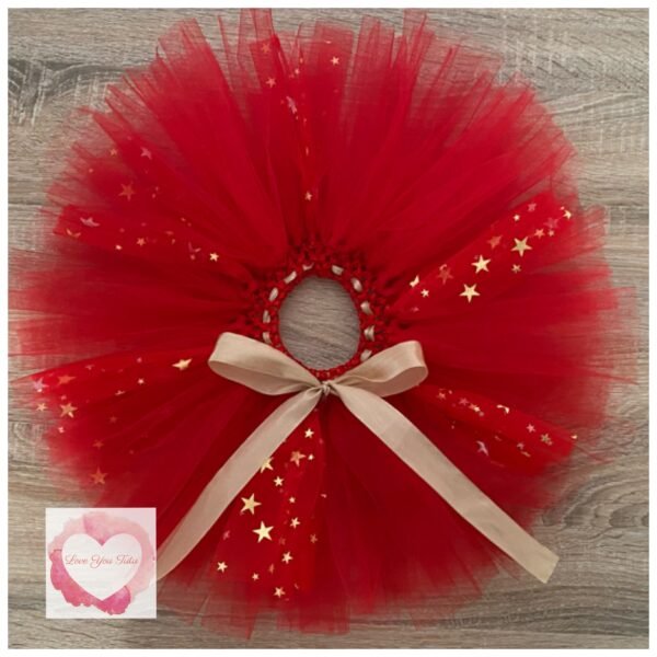 Red & gold star short tutu 1-5 years -ready to ship