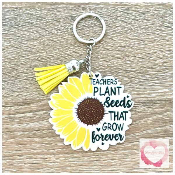 Teachers sunflower keyring