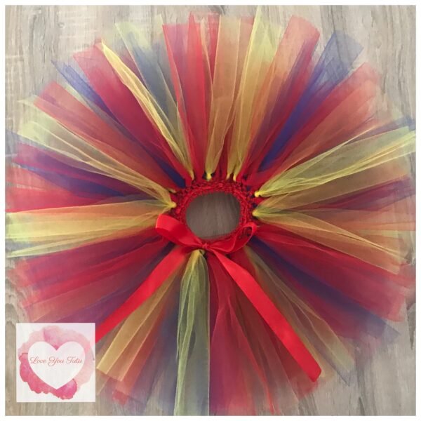 Red, yellow & royal blue short Tutu skirt