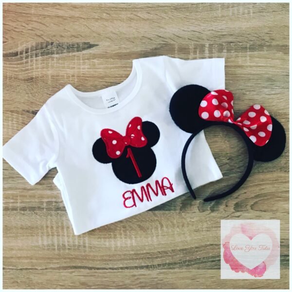 Embroidered Mouse-girl head (red) design