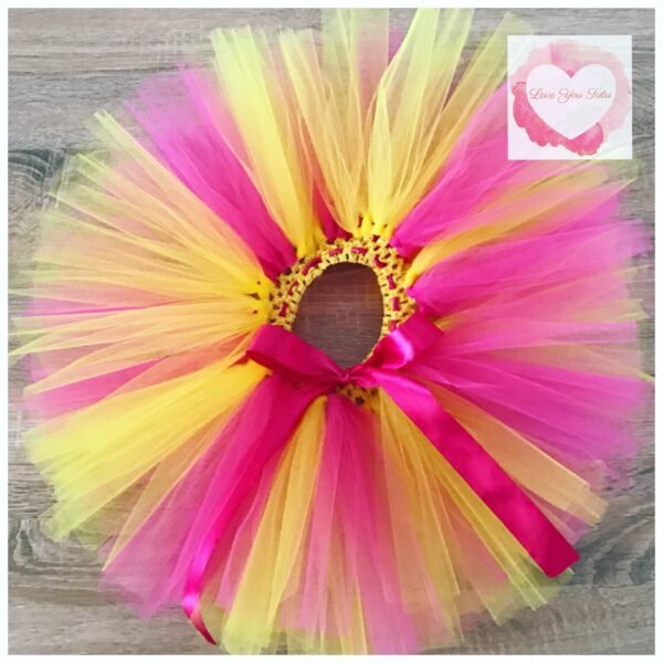 Fuchsia &yellow short tutu skirt