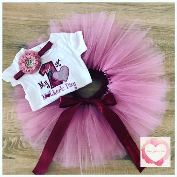 Embroidered 1st Mother's Day tutu set