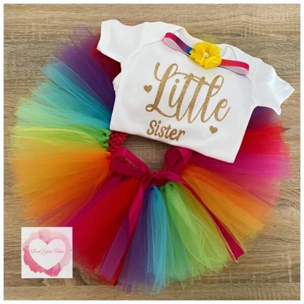 Rainbow Little sister tutu set