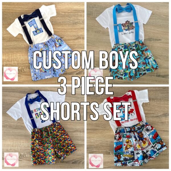 *Custom Boys 3 piece shorts set