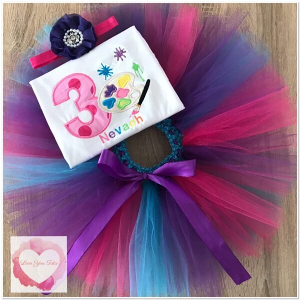 Embroidered Paint numbered tutu set
