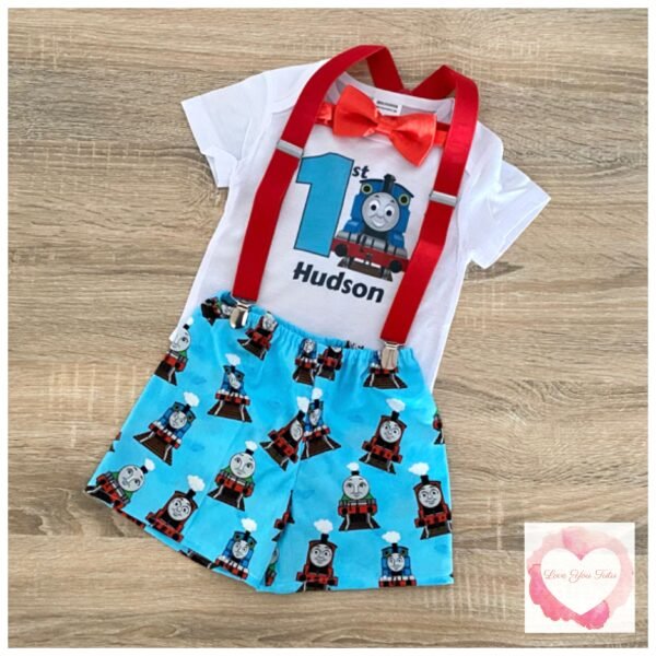 Train birthday shorts 3 piece set