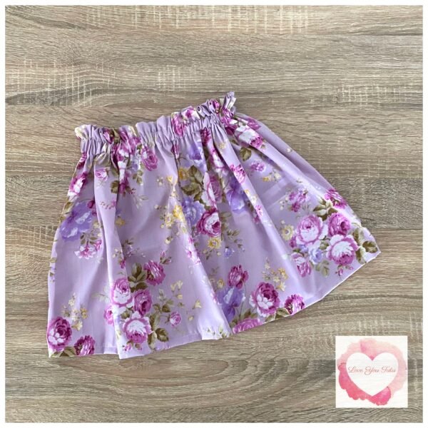 Lavender floral paperbag skirt- size 5-6 -ready to ship