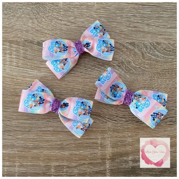 Bluey bow hair clips