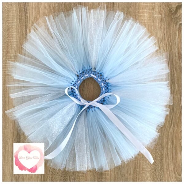 Baby blue and silver glitter short Tutu skirt