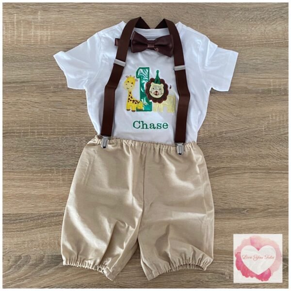 Jungle Safari birthday bubble shorts 3 piece set