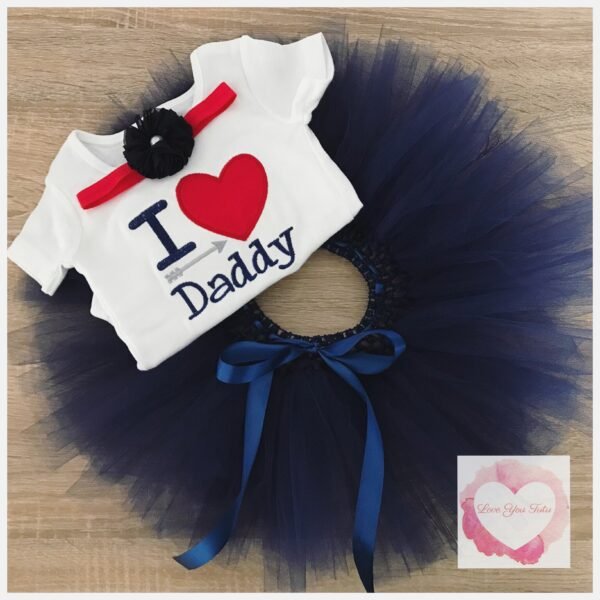 Embroidered I love daddy tutu set