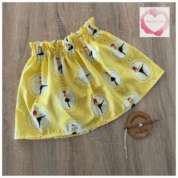 Yellow bow ballerina paperbag skirt- size 3-4 -ready to ship