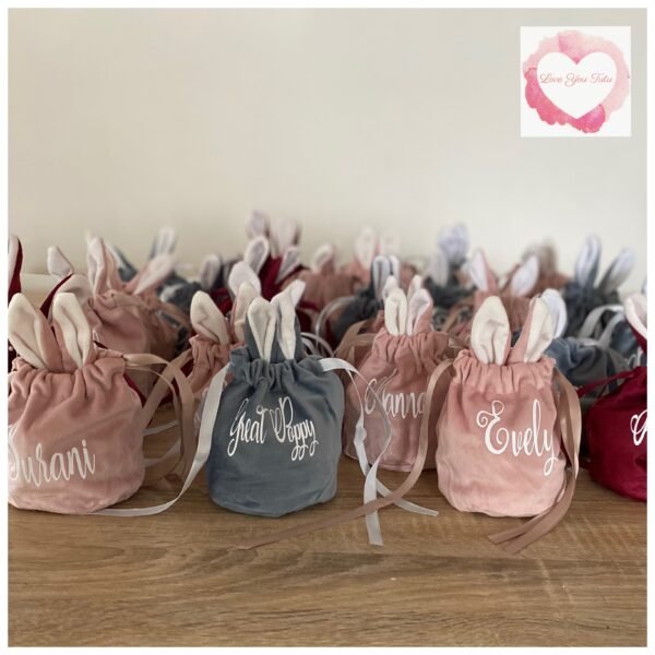 Personalised Velvet bunny bags - Image 2