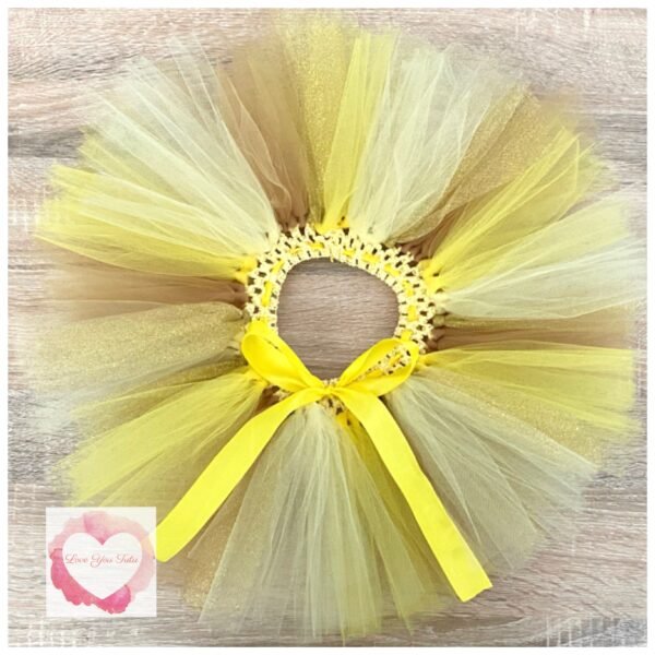 Yellow, lemon, old gold & gold glitter short tutu skirt