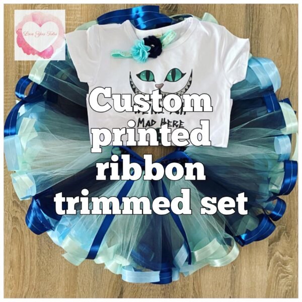 *Custom printed ribbon trimmed tutu set