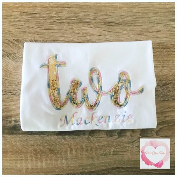 Embroidered gold leaf/pastel Two design