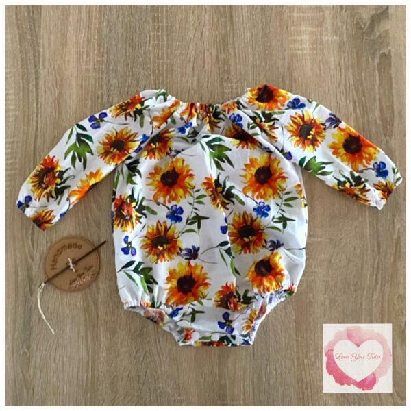 Long sleeve sunflower romper size 0- ready to ship