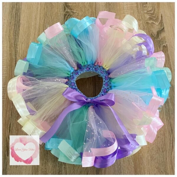 Pastel & sequin ribbon trimmed short tutu skirt