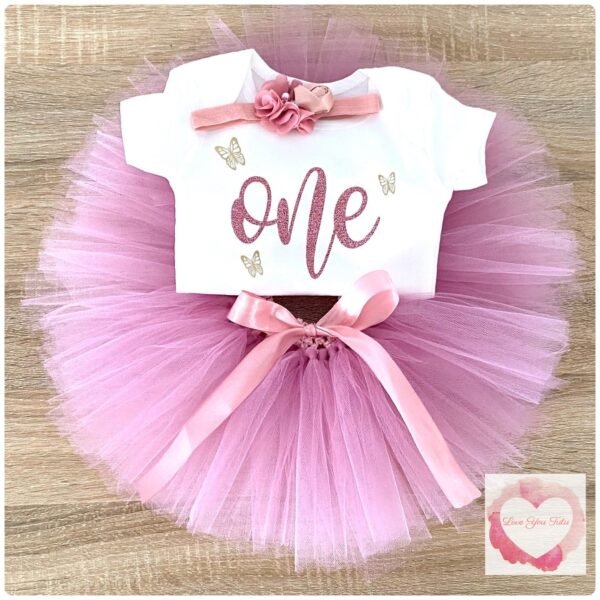 Dusty pink butterfly one tutu set