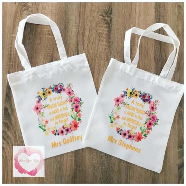 Personalised teachers tote bags-various designs