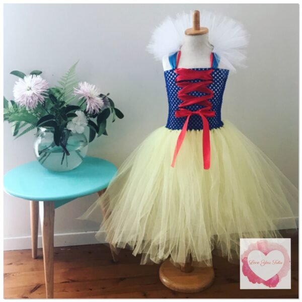 blue & yellow full length tutu dress