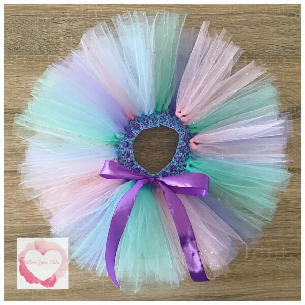 Baby blue, mint, lavender, pink & sequin tulle short Tutu skirt